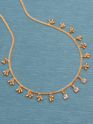 gold plated square crystal charm necklace for women 3