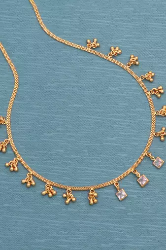 gold plated square crystal charm necklace for women
