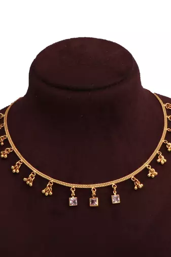 gold plated square crystal charm necklace for women