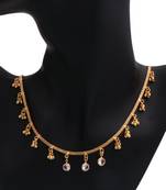 gold plated stone drop charm necklace for women