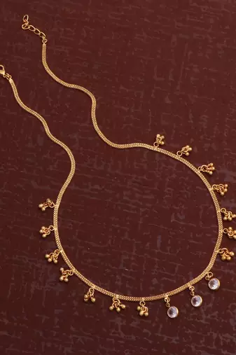 gold plated stone drop charm necklace for women