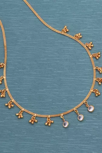 gold plated stone drop charm necklace for women