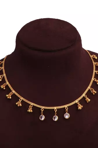 gold plated stone drop charm necklace for women
