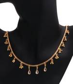 gold plated crystal drop charm necklace for women