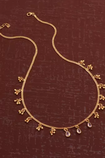 gold plated crystal drop charm necklace for women