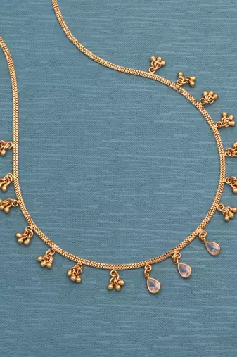 gold plated crystal drop charm necklace for women