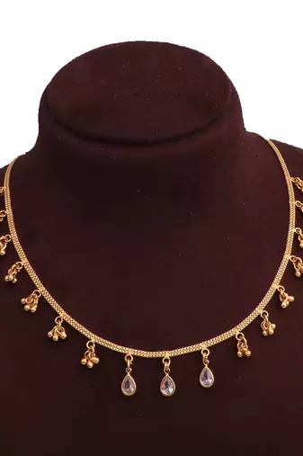 gold plated crystal drop charm necklace for women