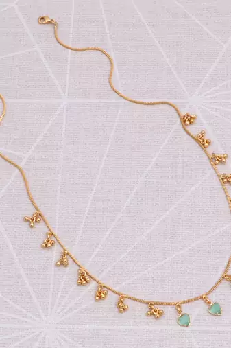 gold plated mint heart charm necklace for women