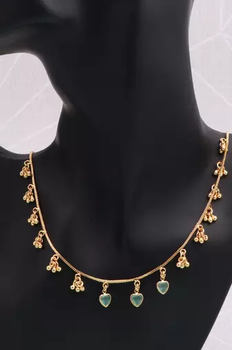 gold plated mint heart charm necklace for women