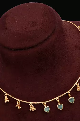 gold plated mint heart charm necklace for women