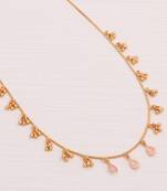 gold plated pink drop charm necklace for women