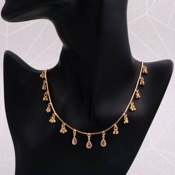 gold plated pink drop charm necklace for women 3