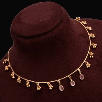 gold plated pink drop charm necklace for women 4