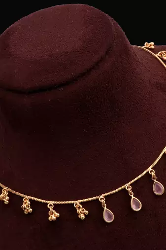 gold plated pink drop charm necklace for women