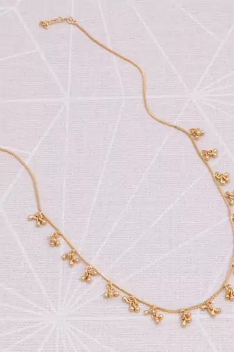 gold plated beaded minimal necklace for women