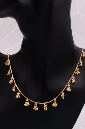 gold plated beaded minimal necklace for women
