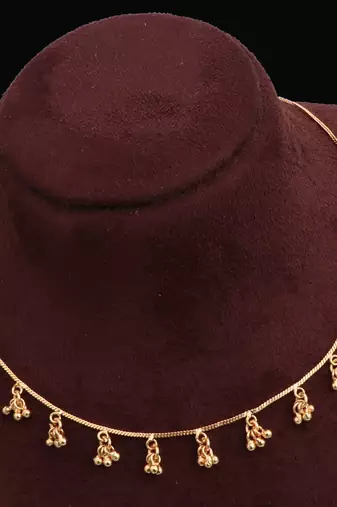 gold plated beaded minimal necklace for women