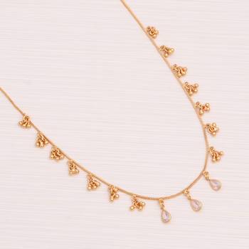 gold plated pearl drop charm necklace for women 1