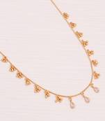 gold plated pearl drop charm necklace for women