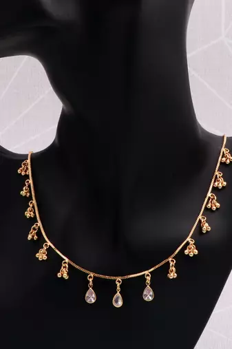gold plated pearl drop charm necklace for women