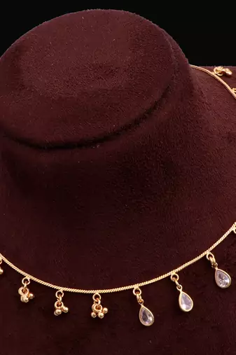 gold plated pearl drop charm necklace for women