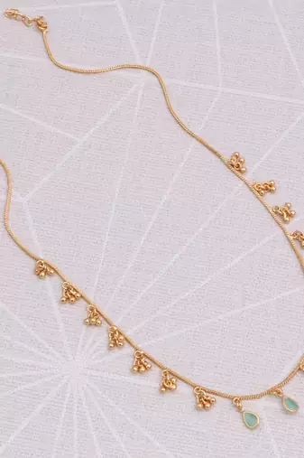 gold plated beaded charm necklace for women