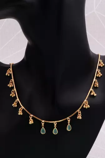 gold plated beaded charm necklace for women