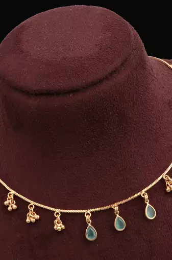 gold plated beaded charm necklace for women