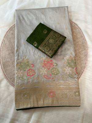 silver grey meenakari zari woven dola silk saree 4