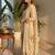 Cream chinon silk heavy thread embroidery with mirror work kurta pant dupatta with blouse set