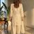 Cream chinon silk heavy thread embroidery with mirror work kurta pant dupatta with blouse set
