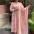 Pink p.v. chanderi heavy thread embroidery work kurta pant set