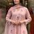 Pink p.v. chanderi heavy thread embroidery work kurta pant set