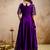 Purple chinon heavy thread embroidery work kurta with dupatta