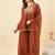 Orange crunchy silk heavy thread embroidery work kurta palazzo set
