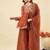 Orange crunchy silk heavy thread embroidery work kurta palazzo set