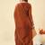 Orange crunchy silk heavy thread embroidery work kurta palazzo set