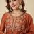 Orange crunchy silk heavy thread embroidery work kurta palazzo set