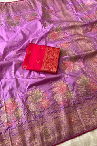 Magenta Color Meenakari  Zari Weaving  Work Dolla Silk Saree
