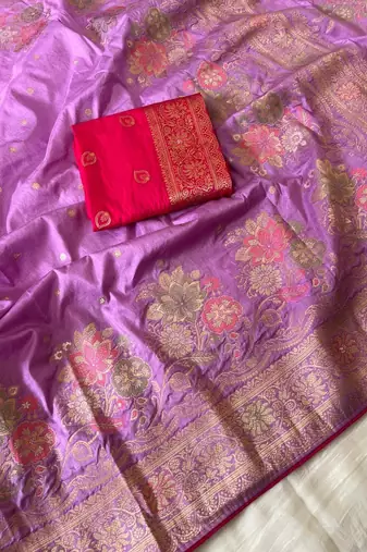 magenta meenakari zari woven dola silk saree