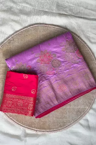 magenta meenakari zari woven dola silk saree