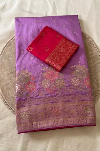 magenta meenakari zari woven dola silk saree