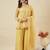 Yellow crunchy silk heavy thread embroidery work kurta palazzo set