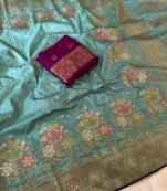 Sky Blue Color Meenakari  Zari Weaving  Work Dolla Silk Saree