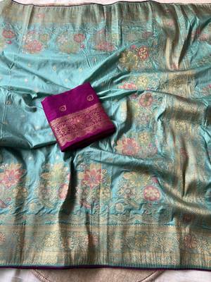 sky blue meenakari zari woven dola silk saree 2