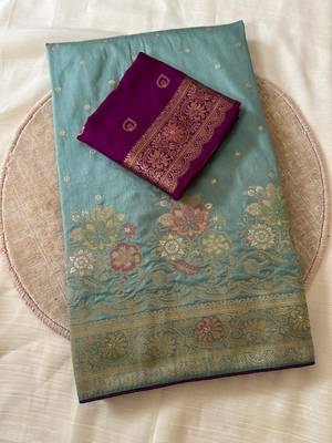 sky blue meenakari zari woven dola silk saree 3