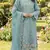 Blue chiffon semi stitched suit with embroidery & crystal khatli work