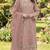 Peach chiffon semi stitched suit with embroidery & crystal khatli work