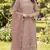 Peach chiffon semi stitched suit with embroidery & crystal khatli work
