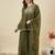 Mehendi crunchy silk heavy thread embroidery work kurta palazzo set